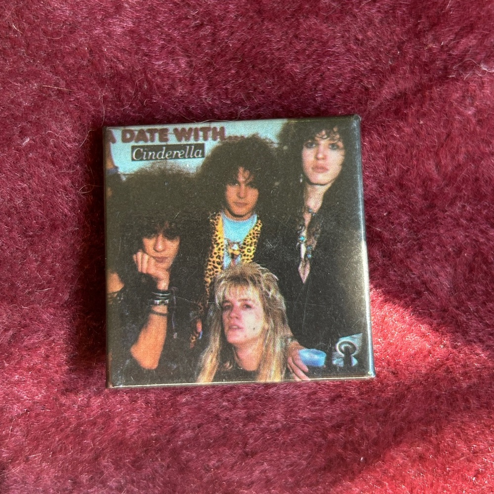 1980’s Vintage Cinderella Band Pin A Date With Cinderella Pinback Button